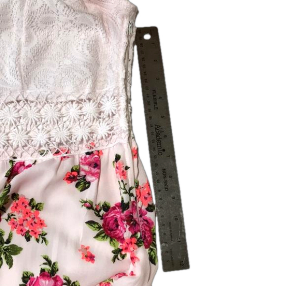 RUE21 Creamy White Cut Out Lace Top w/Pink Floral Silky Bottom Sundress—Sz XL - Picture 15 of 16